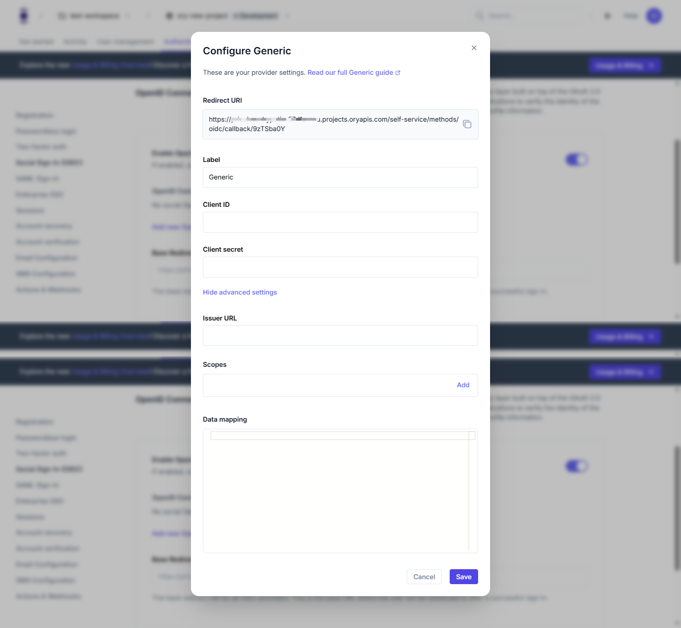 Generic Provider Configuration